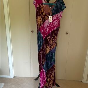 Johnny Was Jade multicolored burnout velvet Floral Maxi Dress